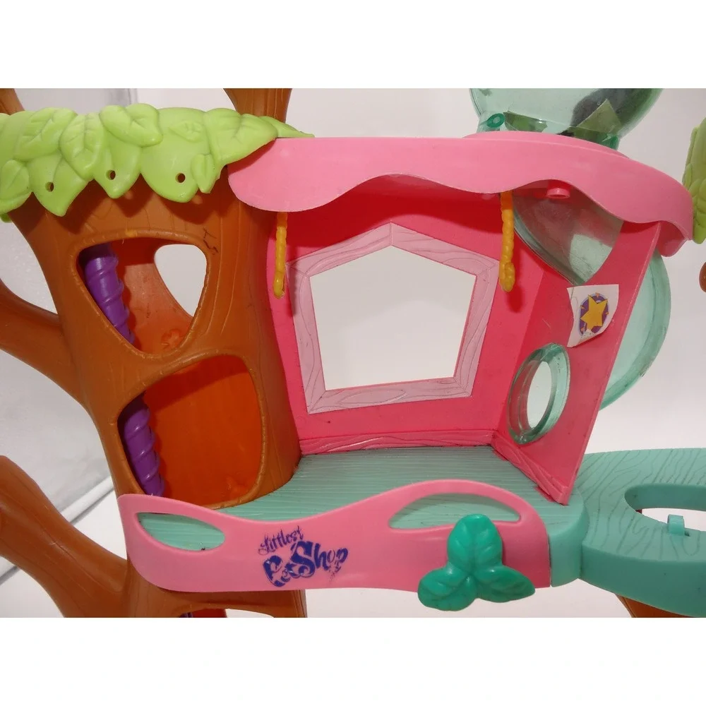 Littlest Pet Shop Treehouse Playset 2007 Hasbro Brown Pink Green Slide